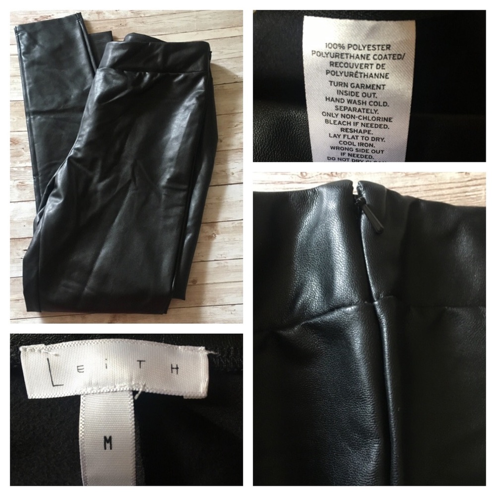 Leith Black Faux Leather Leggings Size Medium